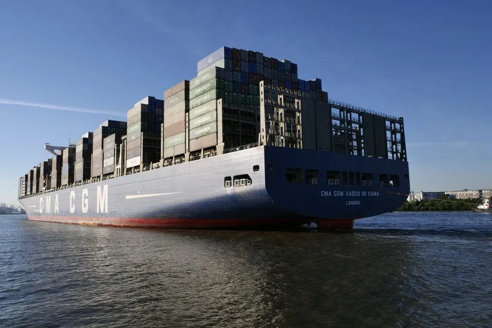 Cargo ship at sea